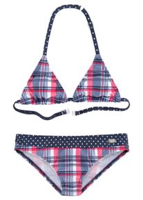 Venice Beach Kinder Triangel-Bikini, blau, Gr. 122, Polyamid, Bikini-Sets, im süßen Karodruck