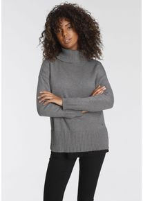 Tamaris Damen Rollkragenpullover, grau, casual, Gr. 40, Strick, Obermaterial: 50% Viskose, 26% Polyamid, 24% Polyester, Pullover, mit Rippdetails