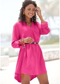 Lascana Damen Longbluse, pink, modisch, Gr. 34, unifarben, Cru00eape, Obermaterial: 100% Polyester, Blusen, aus gekreppter Ware, lockeres