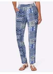 Inspirationen Damen Webhose, blau, Gr. 19, gemustert, mehrfarbig, bedruckt, 100% Polyester, Hosen