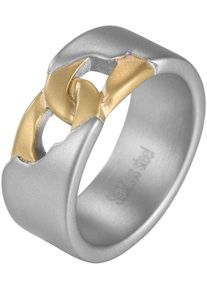 Firetti Damen Fingerring "Schmuck Geschenk Edelstahl Ring Damen Herren Panzerkette Vintage", 62, Edelstahl, 9,1mm, gold, Edelstahl, Fingerringe