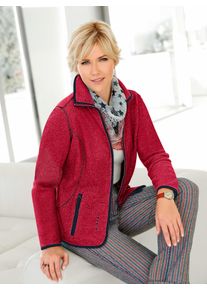 Casual Looks Damen Fleecejacke, rot, Gr. 38, unifarben, gemustert, 100% Polyester, Jacken