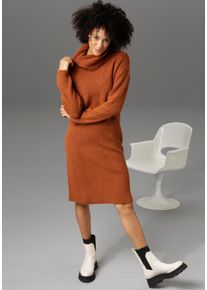 Aniston CASUAL Damen Strickkleid, braun, modisch, Gr. 46, unifarben, Strick, Obermaterial: 74% Polyacryl, 23% Nylon, 3% Elasthan, Kleider, mit