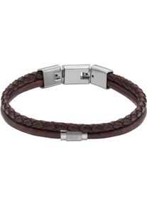Fossil Armband "JEWELRY JF04702040, JF04703998", Leder-Edelstahl, braun, Leder, Edelstahl, Armbänder