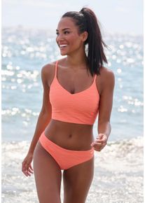 Sunseeker Damen Crop-Bikini-Top "Loretta", orange, Gr. 34, unifarben, Strukturmuster, Polyamid, Bikini-Oberteile, mit Strukturmuster
