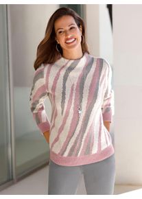 Inspirationen Damen Strickpullover "Pullover", rosa, Gr. 40, gemustert, mehrfarbig, 77% Polyacryl, 18% Baumwolle, 5% Polyamid, Pullover