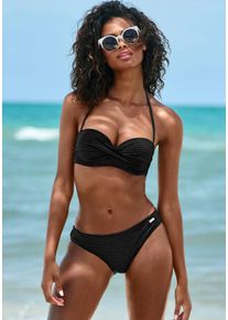 Venice Beach Damen Bügel-Bandeau-Bikini, schwarz, Gr. 34, unifarben, strukturiert, Polyamid, Bikini-Sets, aus edler Strukturware