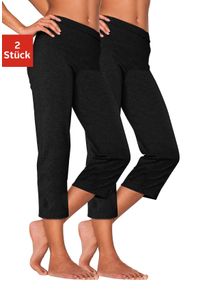 Vivance ACTIVE Damen Caprihose, Gr. 32, schwarz, Single Jersey, Obermaterial: 95% Baumwolle, 5% Elasthan, unifarben, Basic, Hosen, mit Gummibund,