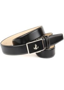 Anthoni Crown Damen Ledergürtel, schwarz, elegant,klassisch, Gr. 95, unifarben, Leder, Gürtel, Ledergürtel mit Ankerlogo