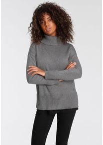 Tamaris Damen Rollkragenpullover, grau, casual, Gr. 32, Strick, Obermaterial: 50% Viskose, 26% Polyamid, 24% Polyester, Pullover, mit Rippdetails