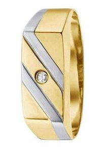 Firetti Herren Goldring "Schmuck Geschenk Gold 333 Herrenring Goldring Siegelring", 22, 0,02 ct P2 = erkennbare Einschlüsse, Gelbgold 333-Diamanten,