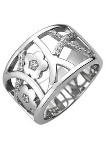 Jobo Damen Fingerring, 54, Silber 925 (Sterlingsilber), silber, Silber 925 (Sterlingsilber), Fingerringe, breit 925 Silber mit 25 Zirkonia