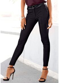 Lascana Damen Stretch-Hose, schwarz, modisch, Gr. 34, unifarben, Jersey, Obermaterial: 74% Viskose, 22% Polyamid, 4% Elasthan, Hosen, mit Einsätzen