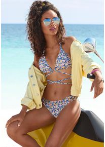 Buffalo Damen Triangel-Bikini, blau, Gr. 34, Recycling-Polyamid, Bikini-Sets, mit modischem Bindeband