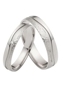 Firetti Trauring "Schmuck Geschenk Gold 750 Hochzeit Ehering "LIEBE"", 50, ohne Brillant, Weißgold 375, 4,5mm, weiß, Weißgold 375, Fingerringe, Made