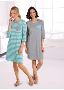 wäschepur WÄSCHEPUR Damen Sleepshirt "Sleepshirts", Gr. 36, grün, 95% Baumwolle, 5% Polyester, Meliert:85% Baumwolle, 15% Polyester, meliert, gemustert,
