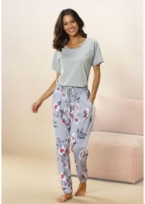 Vivance Dreams Damen Pyjama, Gr. 32, grün, Single Jersey, Obermaterial: 100% Baumwolle, geblümt, Basic, Homewear-Sets, mit Blumendruck