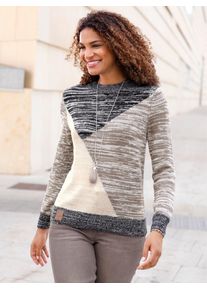 Casual Looks Damen Stehkragenpullover "Pullover", grau, Gr. 36, meliert, gemustert, mehrfarbig, 50% Baumwolle, 50% Polyacryl, Pullover