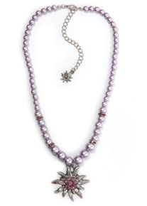 Allgäu Rebell ALLGÄU REBELL Damen Collier "Elenia", lila, Basic, Glas, Halsketten, mit Edelweiß Anhänger