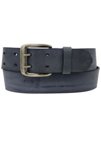 AnnaMatoni Damen Ledergürtel, blau, casual,klassisch,modisch, Gr. 100, unifarben, vintage, Antik-Look, used, Leder, Gürtel, Mit Doppeldorn-Schließe
