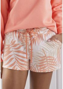 Lascana Damen Sweatshorts, Gr. 40, orange, Sweatware, Obermaterial: 60% Baumwolle, 40% Polyester, gemustert, feminin, Hosen, Loungeshorts im schönen