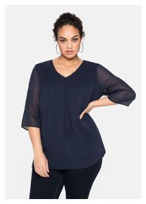 sheego Damen Tunika "Große Größen", blau, elegant, Gr. 48, unifarben, Obermaterial: 100% Polyester;Futter: 95% Viskose, 5% Elasthan, Tuniken, im