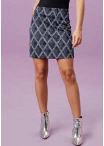 Aniston CASUAL Damen Minirock, blau, modisch, Gr. 44, kariert, Jersey, Obermaterial: 75% Polyester, 25% Viskose, Röcke, im extravagantem Karo-Dessin