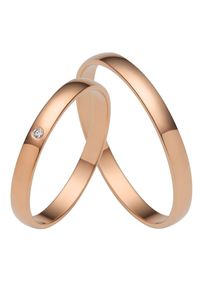 Firetti Trauring "Schmuck Geschenk Gold Hochzeit Ehering Trauring "LIEBE"", 58, 0,01 ct SI = kleine Einschlüsse mit Brillant, Roségold 375, 2,5mm,