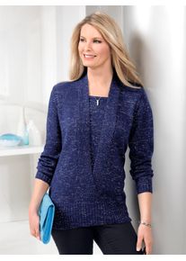 Classic Basics Damen 2-in-1-Pullover "Pullover", blau, Gr. 42, meliert, 90% Polyacryl, 10% metallisierte Fasern, Pullover