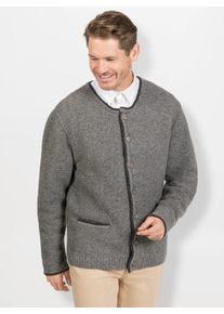 Marco Donati Herren Strickjacke, grau, Gr. 48, unifarben, meliert, 100% Wolle, Strickjacken