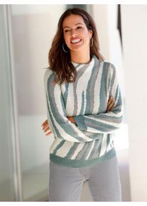 Inspirationen Damen Strickpullover "Pullover", grün, Gr. 40, gemustert, mehrfarbig, 77% Polyacryl, 18% Baumwolle, 5% Polyamid, Pullover