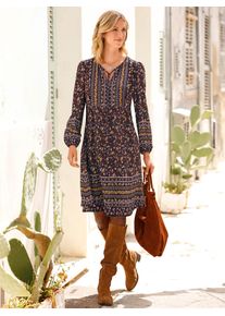 Inspirationen Damen Tunikakleid "Druck-Kleid", braun, Gr. 36, geblümt, gemustert, bedruckt, mehrfarbig, 100% Viskose, Kleider