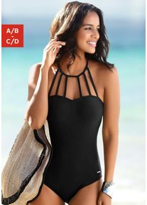 Bruno Banani Damen Badeanzug, schwarz, Gr. 34, Polyamid, Badeanzüge, mit eleganter Ausschnittvariante
