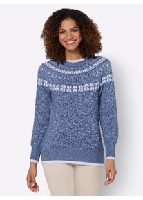 Casual Looks Damen Norwegerpullover "Pullover", blau, Gr. 40, gemustert, mehrfarbig, meliert, Norwegermuster, 60% Polyacryl, 40% Baumwolle, Pullover