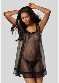 Lascana Damen Negligé, Gr. 36, lila, Netz, Obermaterial: 94% Polyamid, 6% Elasthan, sexy, Kleider, in transparenter Babydoll-Optik, sexy Dessous,