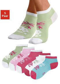 H.I.S. H.I.S Damen Sneakersocken, Gr. 35, bunt, Polyamid, Baumwolle, Elasthan, gemustert, Socken, im farbenfrohen Hawaii Design