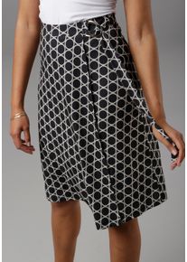 Damen Wickelrock, blau, elegant, Gr. 48, Aniston SELECTED, bedruckt, gemustert, Jersey, Obermaterial: 95% Polyester, 5% Elasthan, Röcke, mit