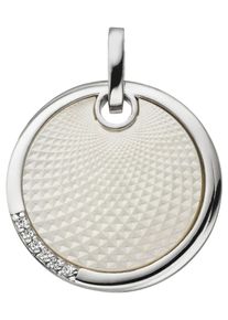 Jobo Damen Ketten-Anhänger "Anhänger mit Perlmutt Einlage und 6 Zirkonia", Silber 925 (Sterlingsilber), silber, Silber 925 (Sterlingsilber),