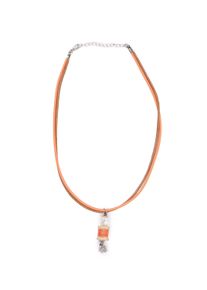 Allgäu Rebell ALLGÄU REBELL Damen Collier "Alma", orange, Basic, Leder, Halsketten, mit echter SwarovskiPerle