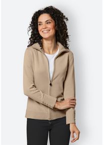 Damen Strickjacke, beige, Gr. 40, CREATION L PREMIUM, unifarben, 100% Baumwolle, Strickjacken