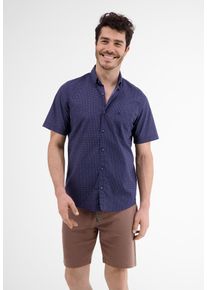 Lerros Herren Kurzarmhemd "Lerros Kurzarmhemd, geometrisch gemustert", blau, Gr. S, 100% Baumwolle, Hemden