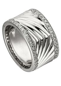 Jobo Damen Fingerring "Breiter Ring mit Zirkonia", 62, Silber 925 (Sterlingsilber), silber, Silber 925 (Sterlingsilber), Fingerringe, 925 Silber
