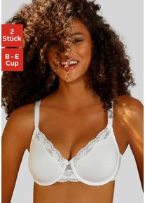 Petite Fleur Damen Bügel-BH, Gr. 90, schwarz, Spitze, Obermaterial: 87% Baumwolle, 8% Polyamid, 5% Elasthan, klassisch, BHs, mit zarter Jacquardspitze