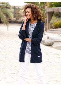 Casual Looks Damen Strickjacke, blau, Gr. 44, unifarben, 50% Baumwolle, 50% Polyacryl, Strickjacken