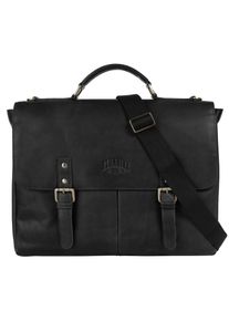 KLONDIKE 1896 Damen Aktentasche, schwarz, Leder, unifarben, leicht glänzend, Taschen, echt Leder