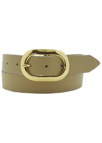 AnnaMatoni Damen Ledergürtel, beige, elegant,feminin,klassisch,modisch, Gr. 100, unifarben, Leder, Gürtel, Mit goldfarbener ovaler Gürtelschnalle