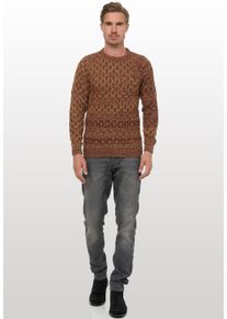Rusty Neal Herren Strickpullover, braun, casual, Gr. L, meliert, 70% Polyacryl, 30% Baumwolle, Pullover, mit schönem Muster