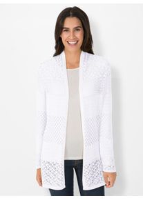 Inspirationen Damen Strickjacke, weiß, Gr. 36, unifarben, 60% Baumwolle, 40% Viskose, Strickjacken