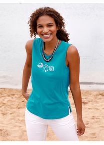 Casual Looks Damen Shirttop, blau, Gr. 36, unifarben, gemustert, 100% Baumwolle, Tops