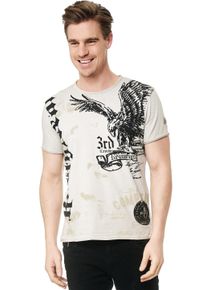 Rusty Neal Herren T-Shirt, beige, casual, Gr. S, bedruckt, 100% Baumwolle, Shirts, mit Adler-Print